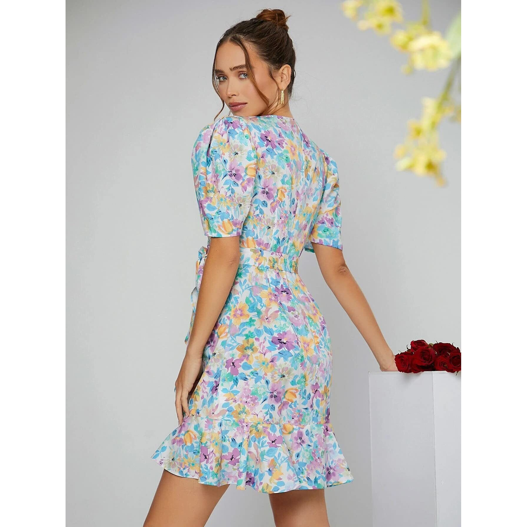 Dhruvi Trendz Womens Rayon Women Western Dresses Regular Fit A-Line (Dt-Wd-1033_Multicolor_Xl)