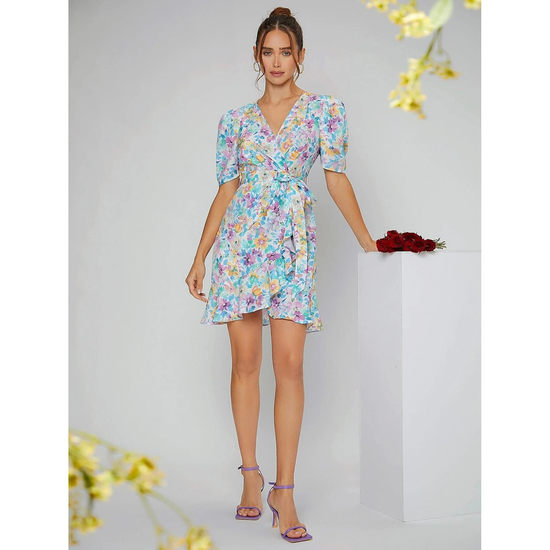 Dhruvi Trendz Womens Rayon Women Western Dresses Regular Fit A-Line (Dt-Wd-1033_Multicolor_Xl)