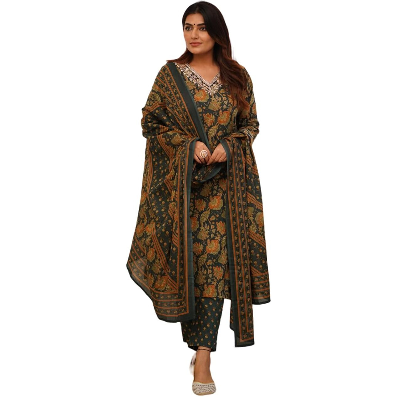 Fabnex Kurta Set For Women | Women Embroidered Kurta Set | Women Kurta Sets Kurtis | Women Kurta Pant Set (K-91-92) (In, Alpha, M, Regular, Green)