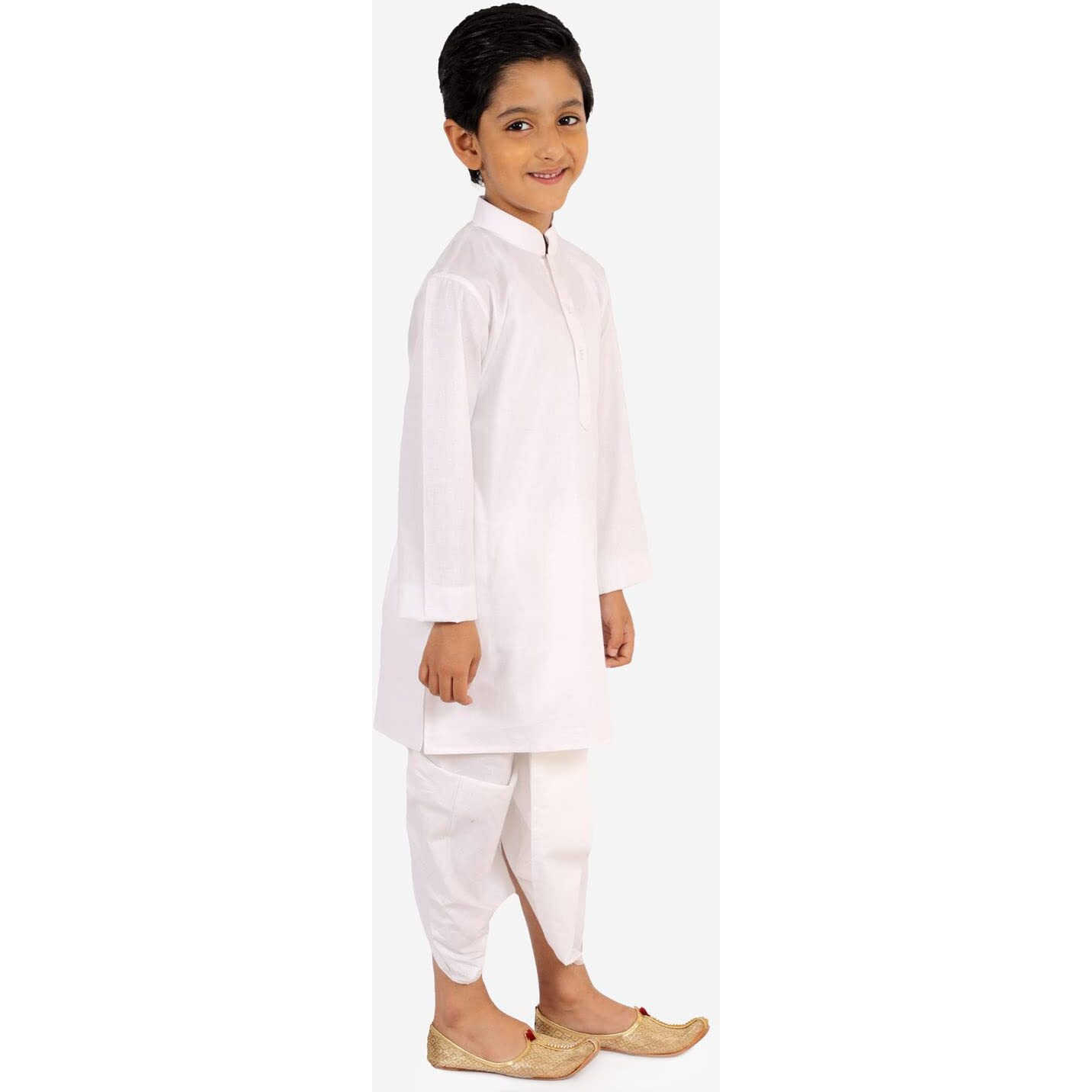 Vastramay Boys' White Kurta, Dhoti And Muslim Prayer Cap Set