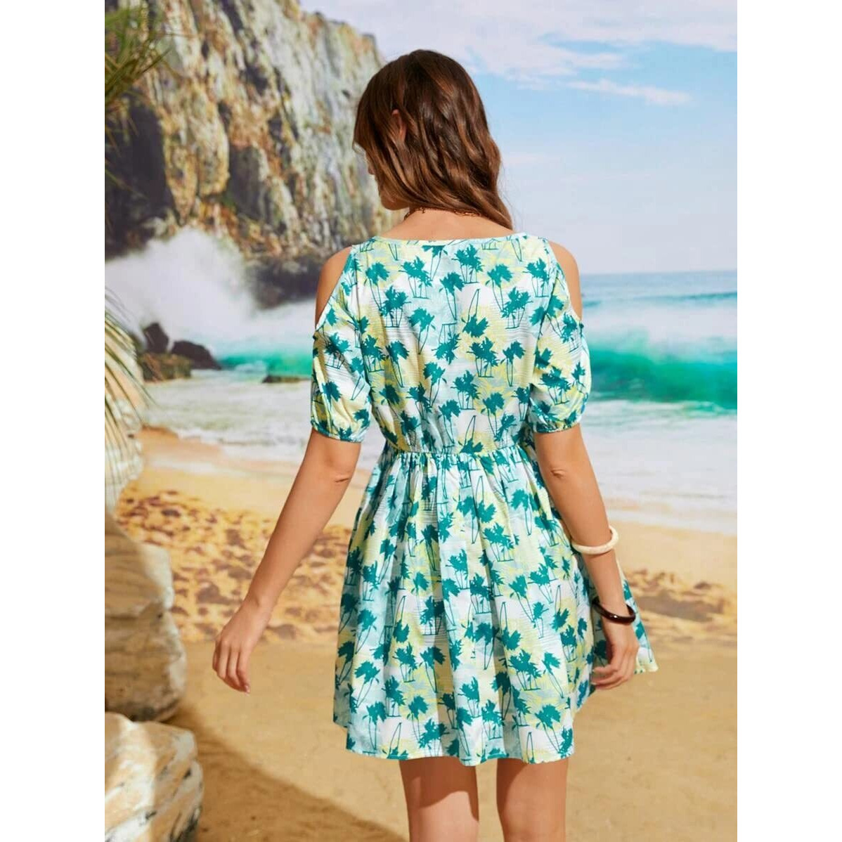 Leriya Fasion Women's Cotton Lf-Wd-1003 Midi Dress (Lf-Wd-1003_Green 01_L)