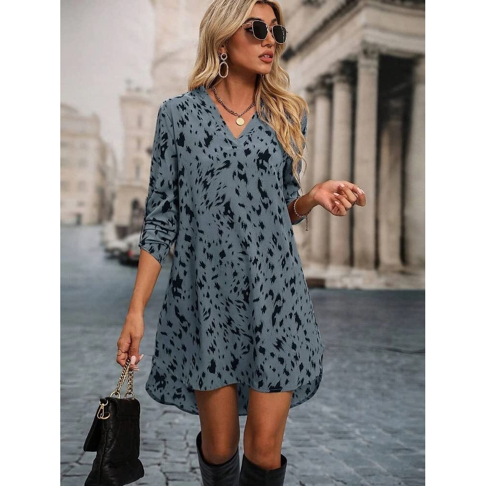 Leriya Fashion Women's Rayon Fit And Flare Mini Casual Dress (Lf-Wd1095_Grey