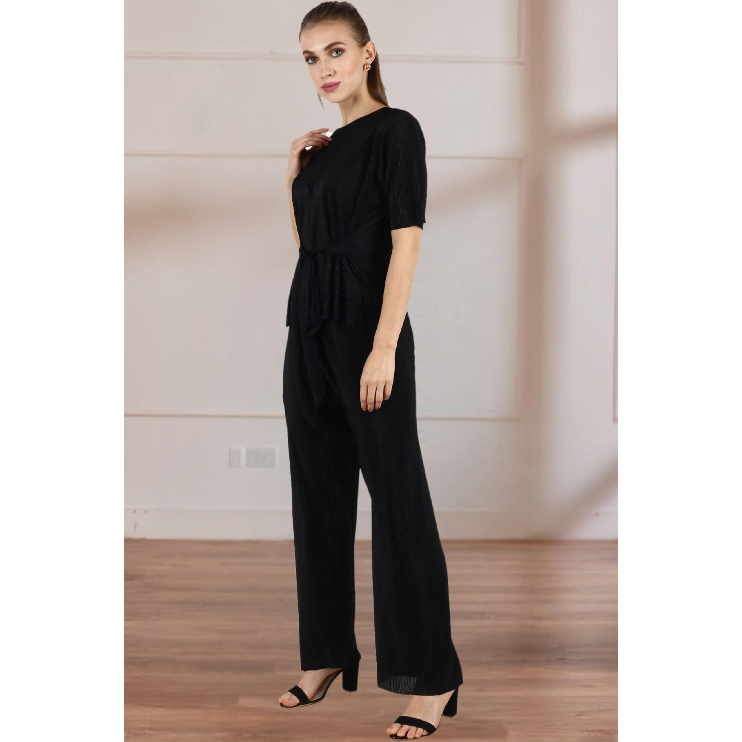 Popwings Women's Maxi Co-Ord Top And Trouser Set (Popt03191_Black_S)