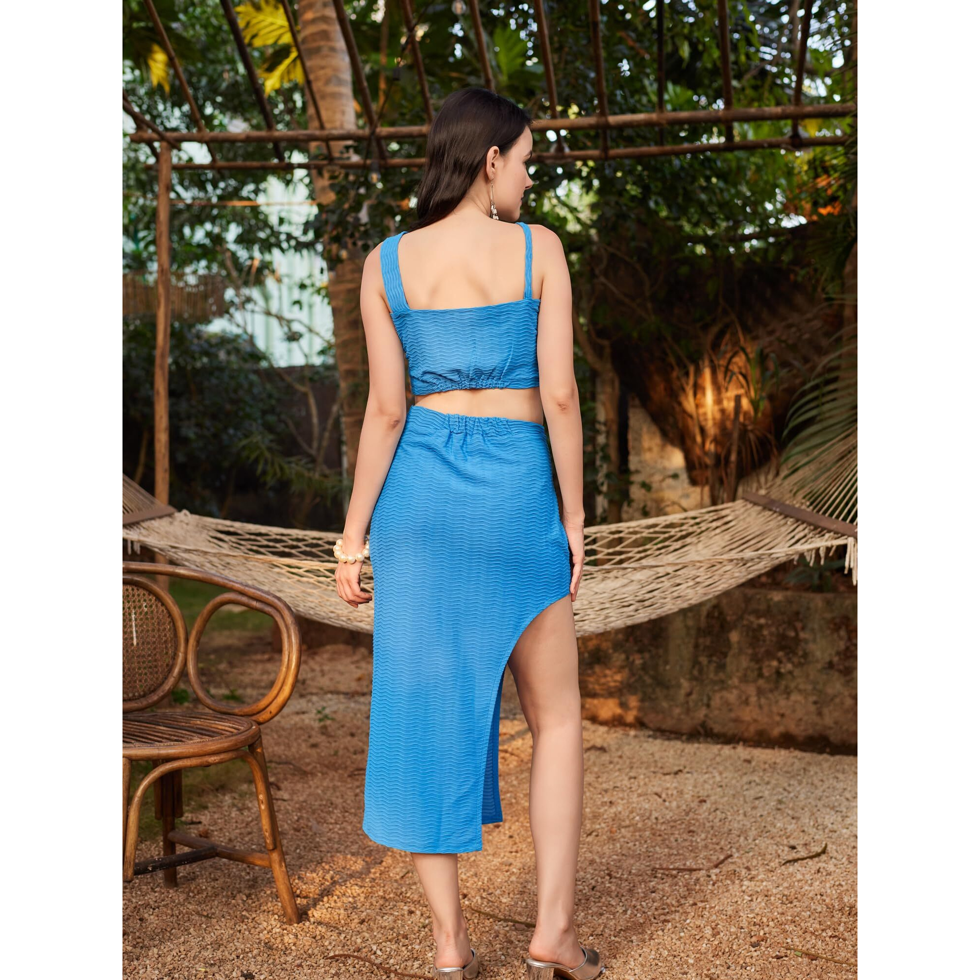Purvaja Womens Midi Co-Ords (Sily-001-Blue_Blue_Small)