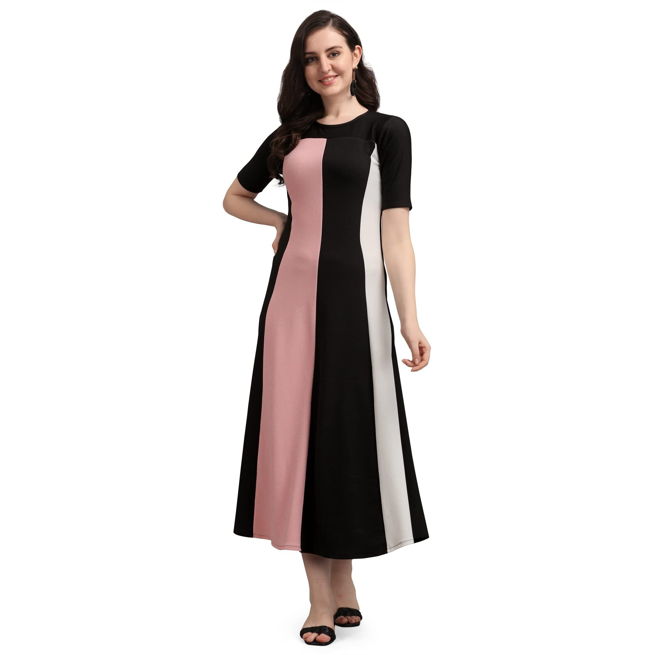 Purvaja Women's Corduroy Empire Waist Maxi Casual Dress (Lucy-362-Pe-Bl-S_Peach