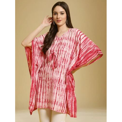 Tee Projekt Crepe Elegant Kimino Sleeves Women's Kaftan Pink