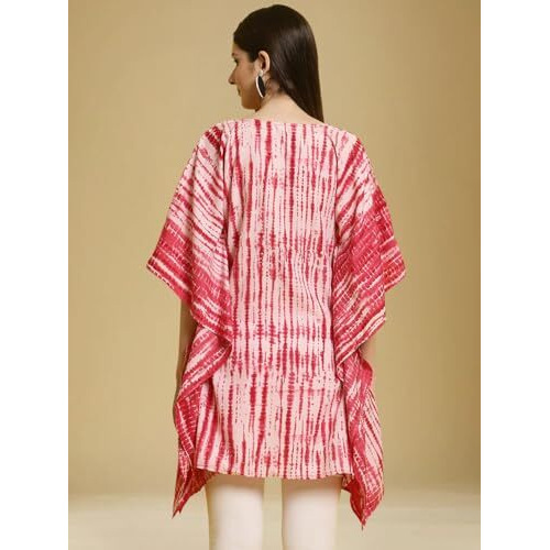 Tee Projekt Crepe Elegant Kimino Sleeves Women's Kaftan Pink