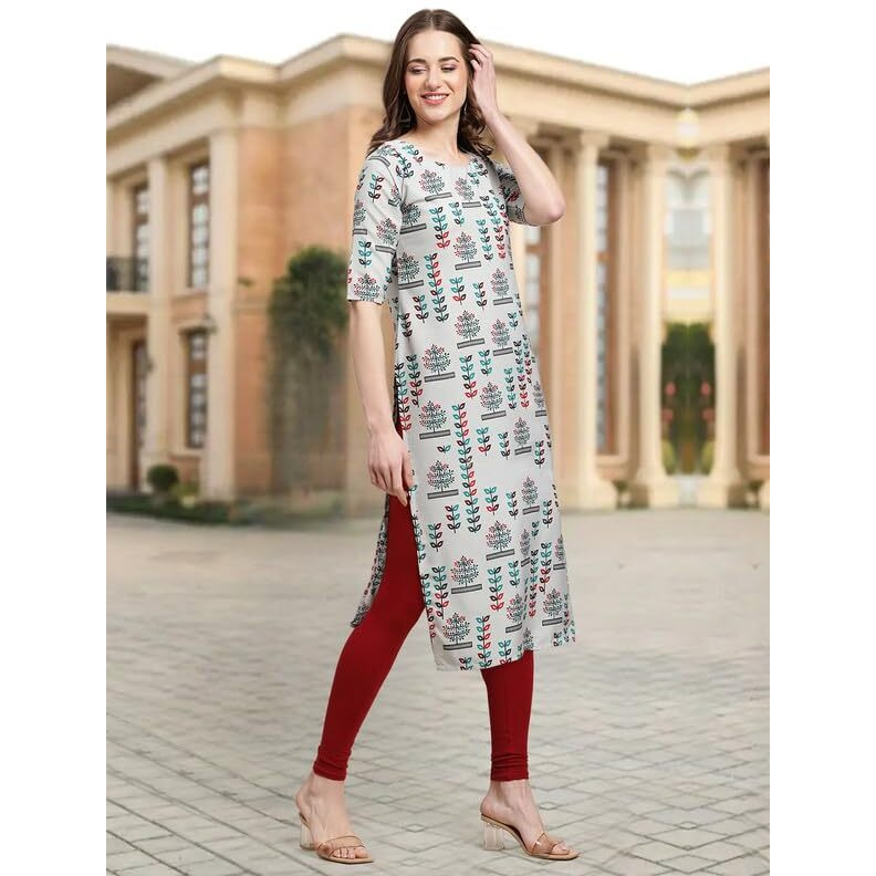 Pinkmint Crepe Digital Printed Kurti For Womens Straight Kurti For Women (Pack Of 5)