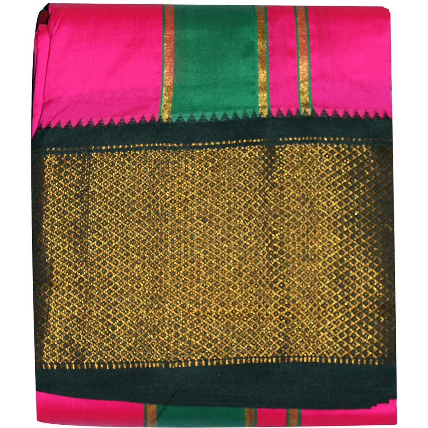 Prakasam Cotton Brand- Poly Mixing Mens Panjakejam Dhoti & Towel Set (Asha-9X5) (Rose)