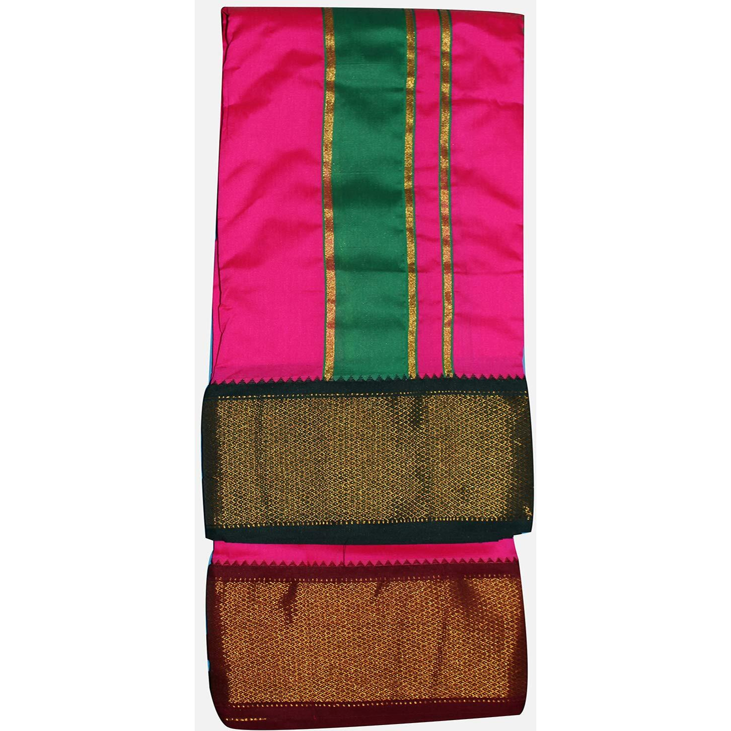 Prakasam Cotton Brand- Poly Mixing Mens Panjakejam Dhoti & Towel Set (Asha-9X5) (Rose)