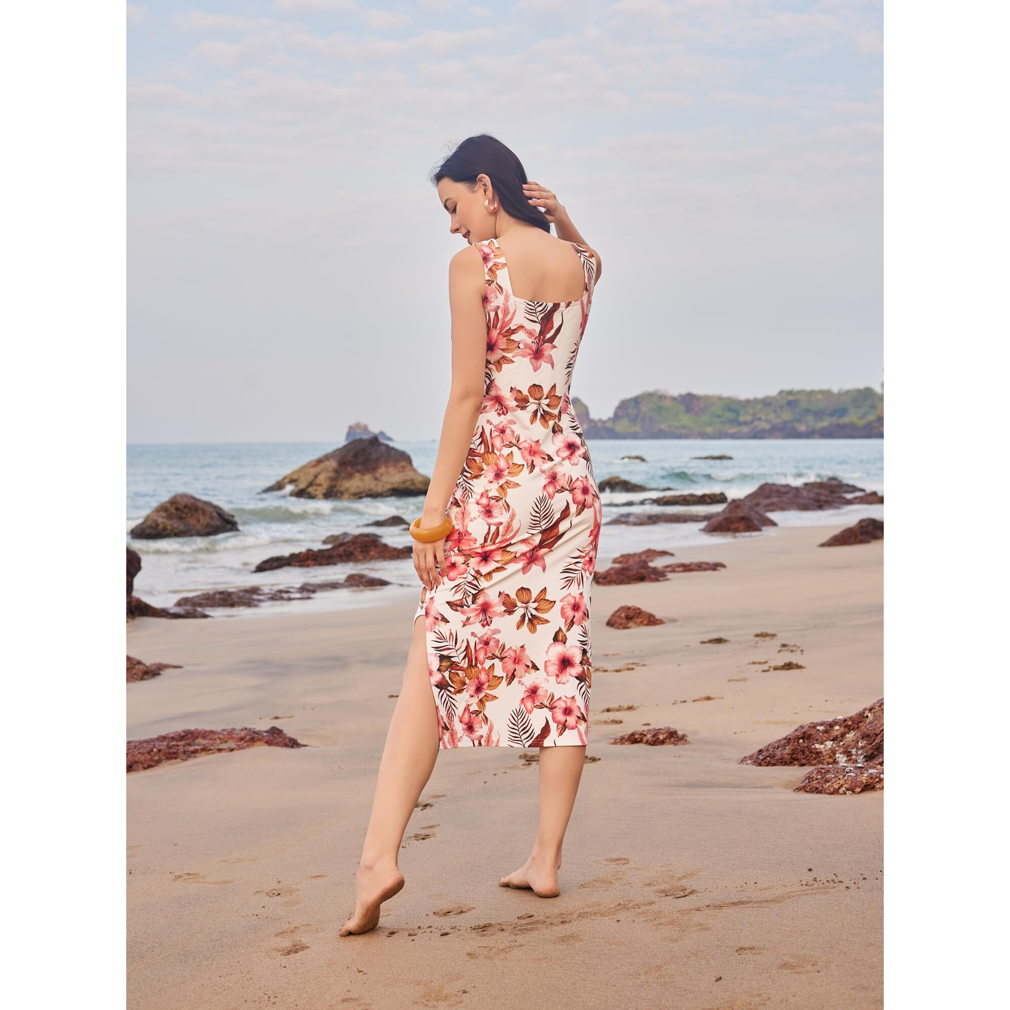 Purvaja Womens Bodycon Below Knee Length Dress (Wini-049-Jasud_White_Small)