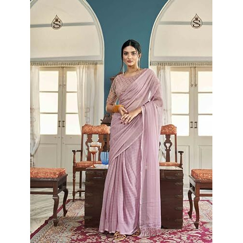 Womanista Women's Polyester Ready To Wear Saree (Ti5213A_Pink)