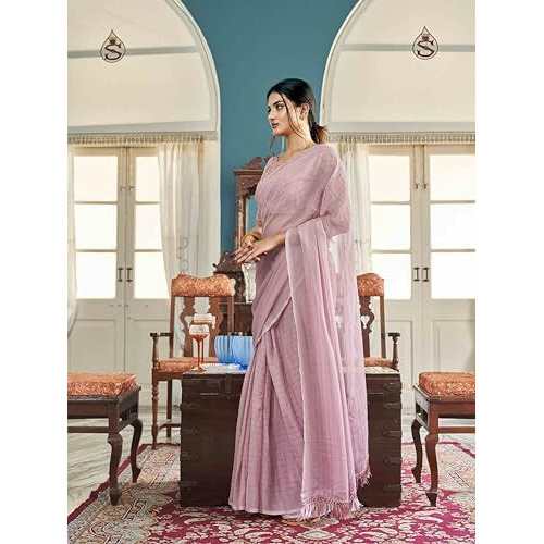 Womanista Women's Polyester Ready To Wear Saree (Ti5213A_Pink)