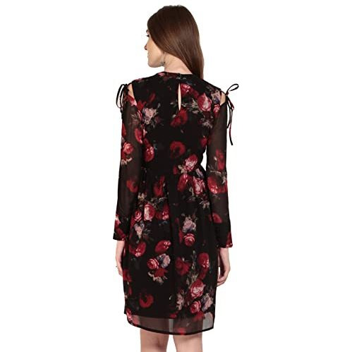 Rare London Women Standard Length Casual Dress (Ep2978A-S_Black_Small_Black_S)