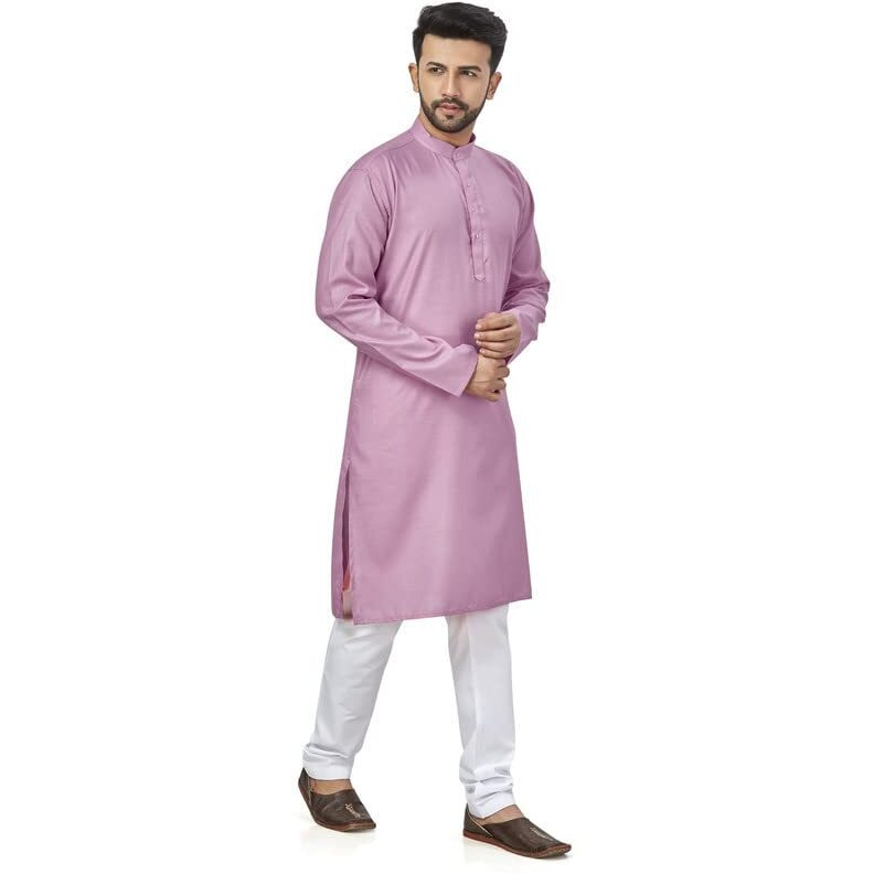 Be Active 100% Cotton Stylish Trendy Solid Pattern Full Sleeve Comfortable Men's Kurta Pyjama Set Gives Rich Look Rfsk0001_33_Set_Xl Lavender