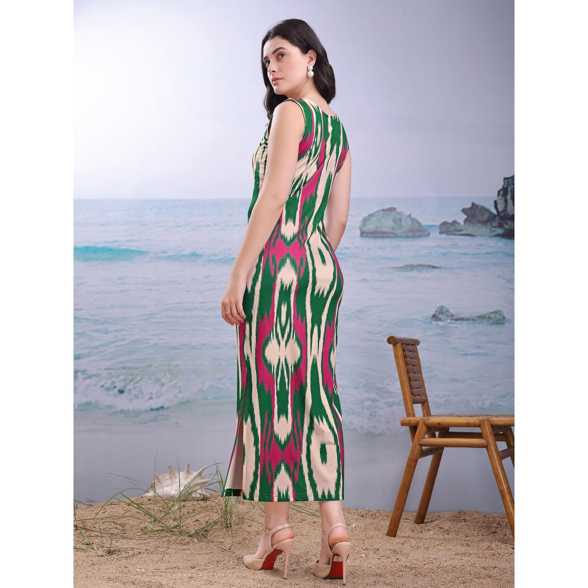 Purvaja Womens Bodycon Maxi Length Dress (Wini-188-Multi_Medium) Multicolour