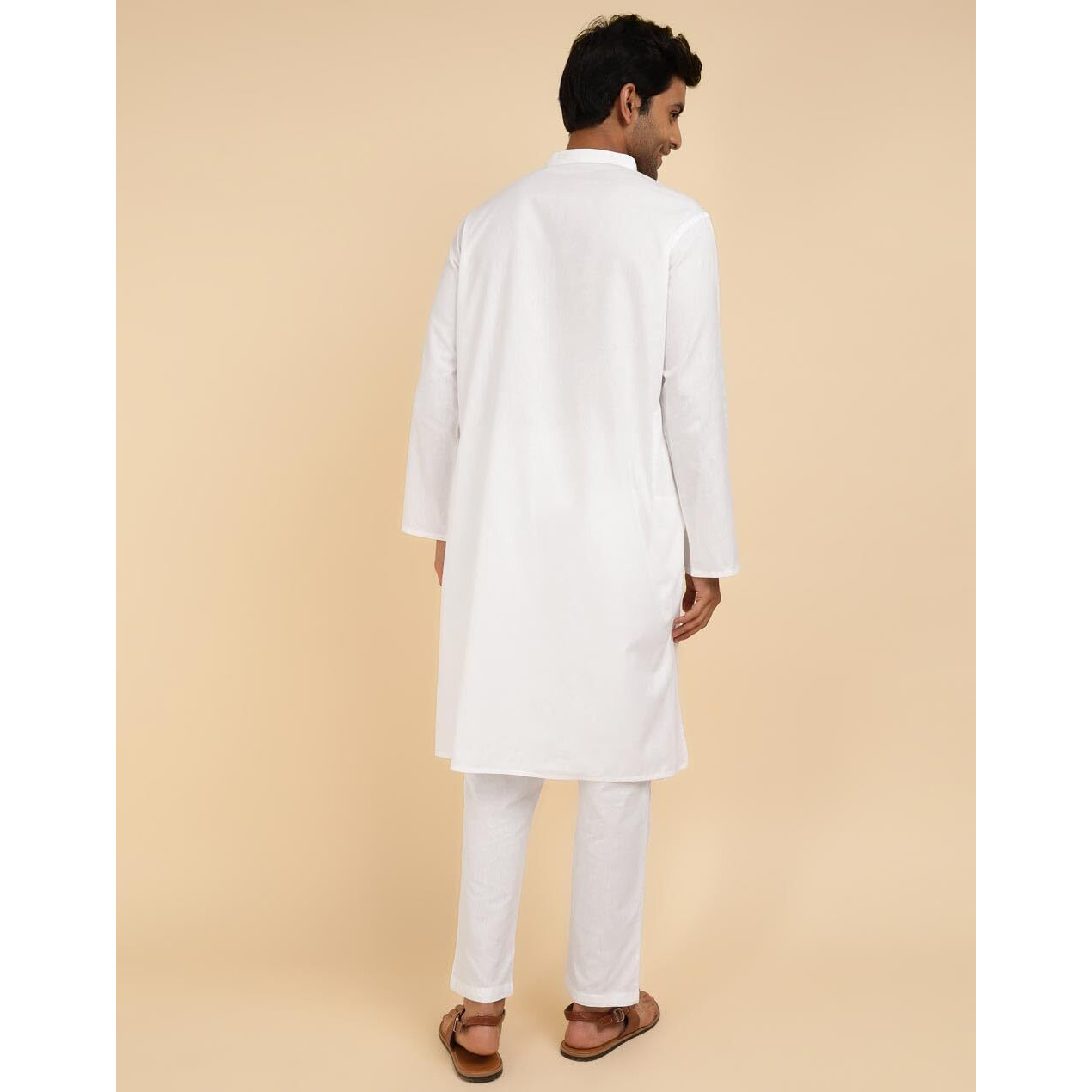 Fabindia Men's Cotton Woven Relaxed Kurta Set (1039311White_White