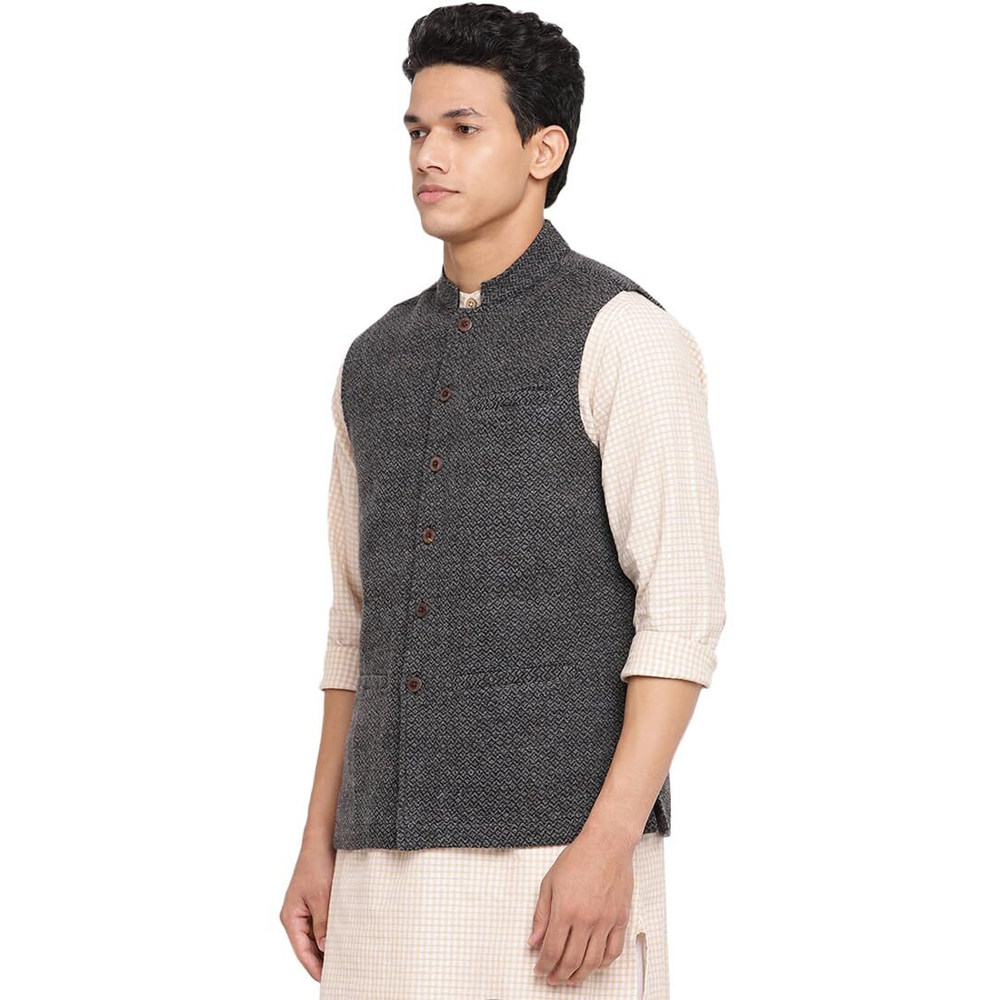 Fabindia Men's Nehru Jacket (20027419_Grey