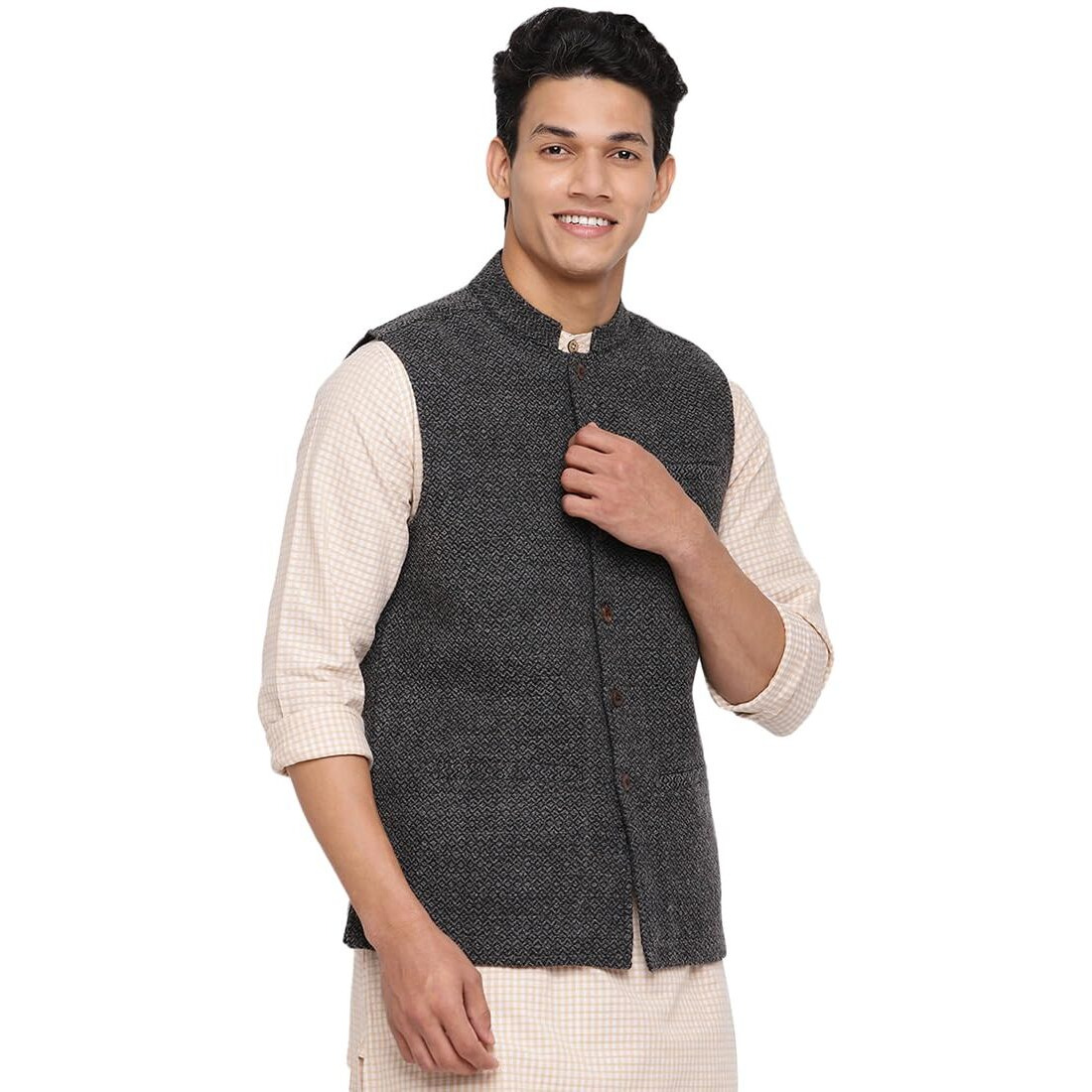 Fabindia Men's Nehru Jacket (20027419_Grey