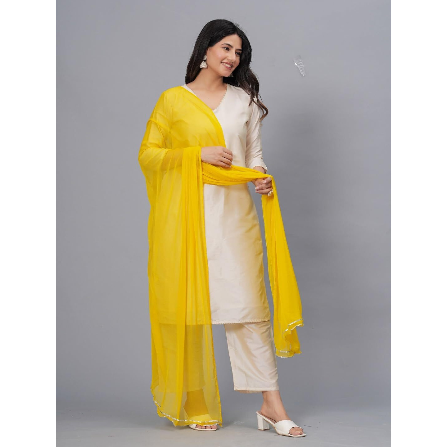 Stylum Women's Solid Nazmeen Dupatta (Dupmustardnaaz_Mustard)