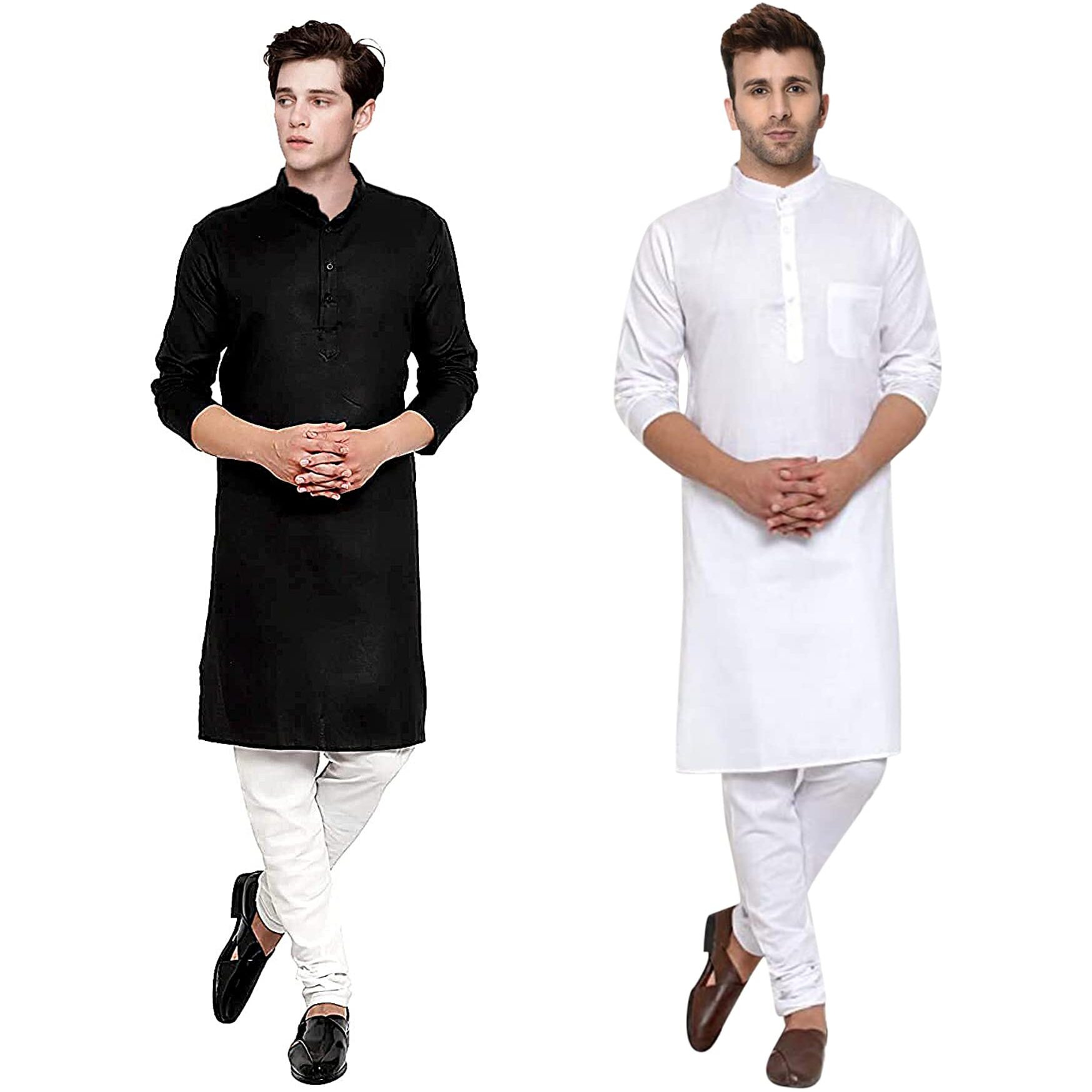 Lookmark Mens Slim Fit Kurta Combo 1 Xl Black-White