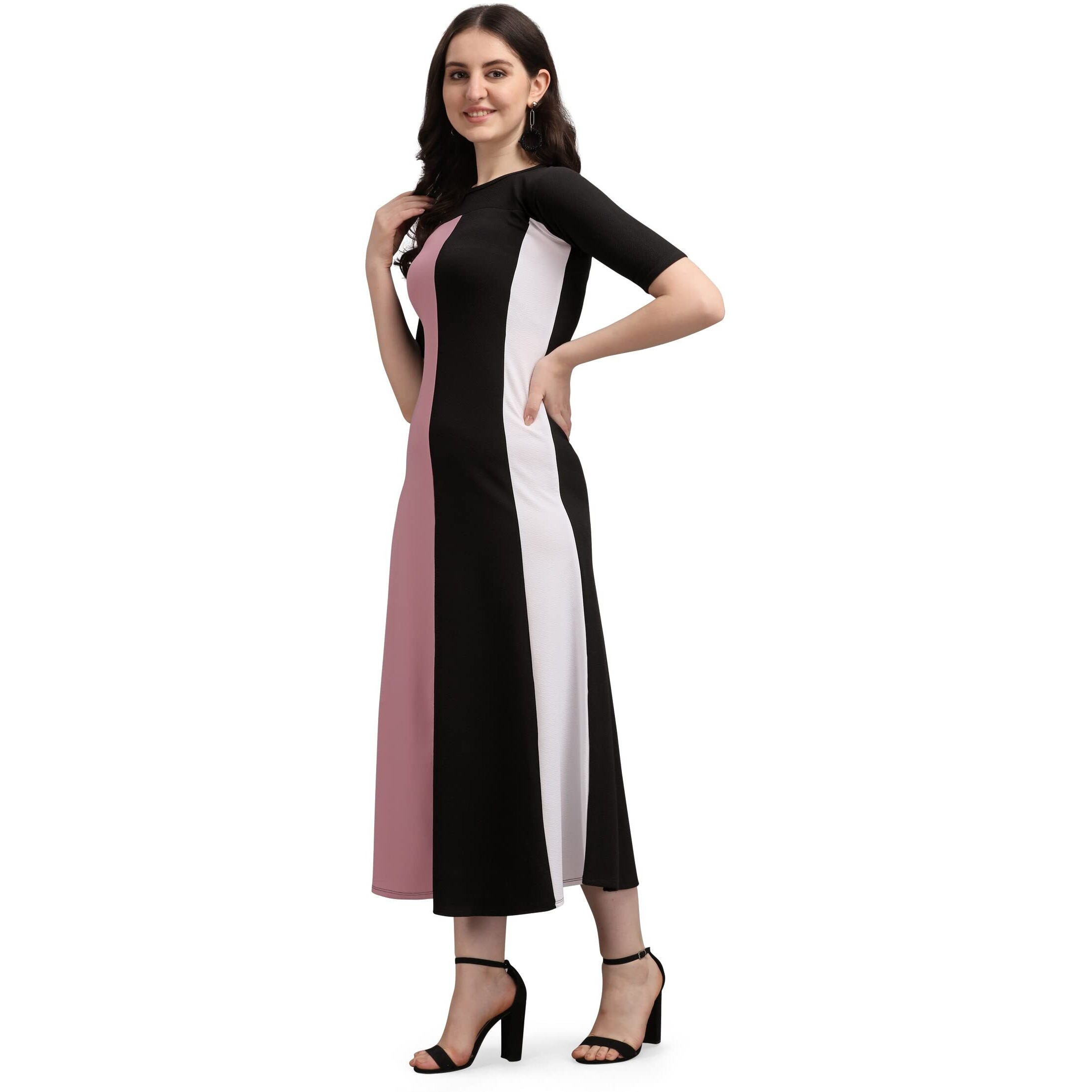 Purvaja Women's Corduroy Empire Waist Maxi Casual Dress (Lucy-366-Lv-Bl-M_Light Violet