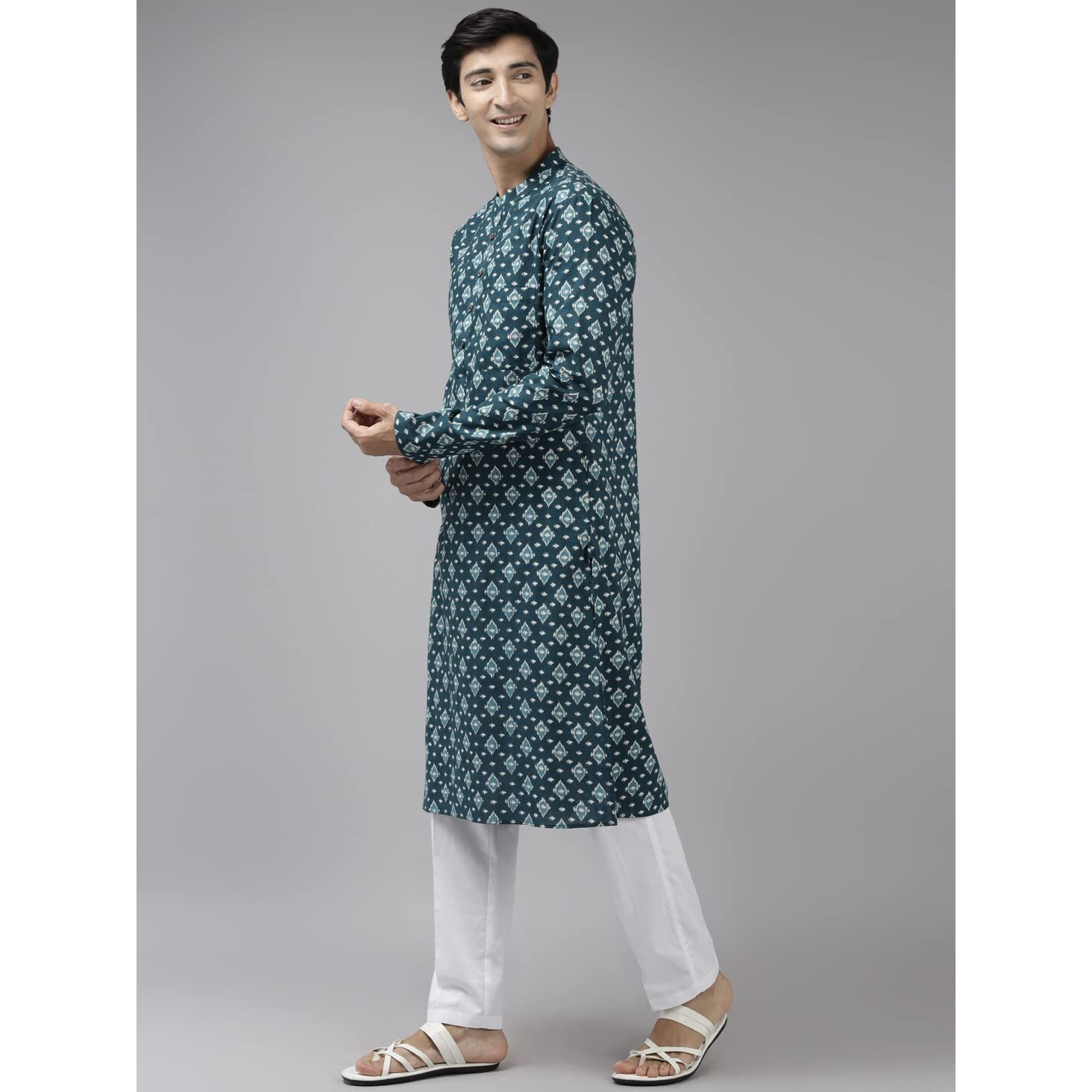 See Designs Cotton Regular Mens Kurta (Sdkt1042Xxl_Teal_Xxl)