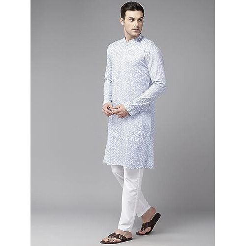 See Designs White Cotton Regular Fit Embroidered Kurta_Sdmekt1254Xxl