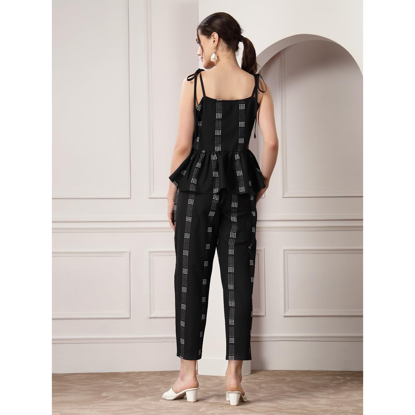 Stylum Women's Woven Design Cotton Blend Co-Ord Set (Csmiraj40_Black, L)