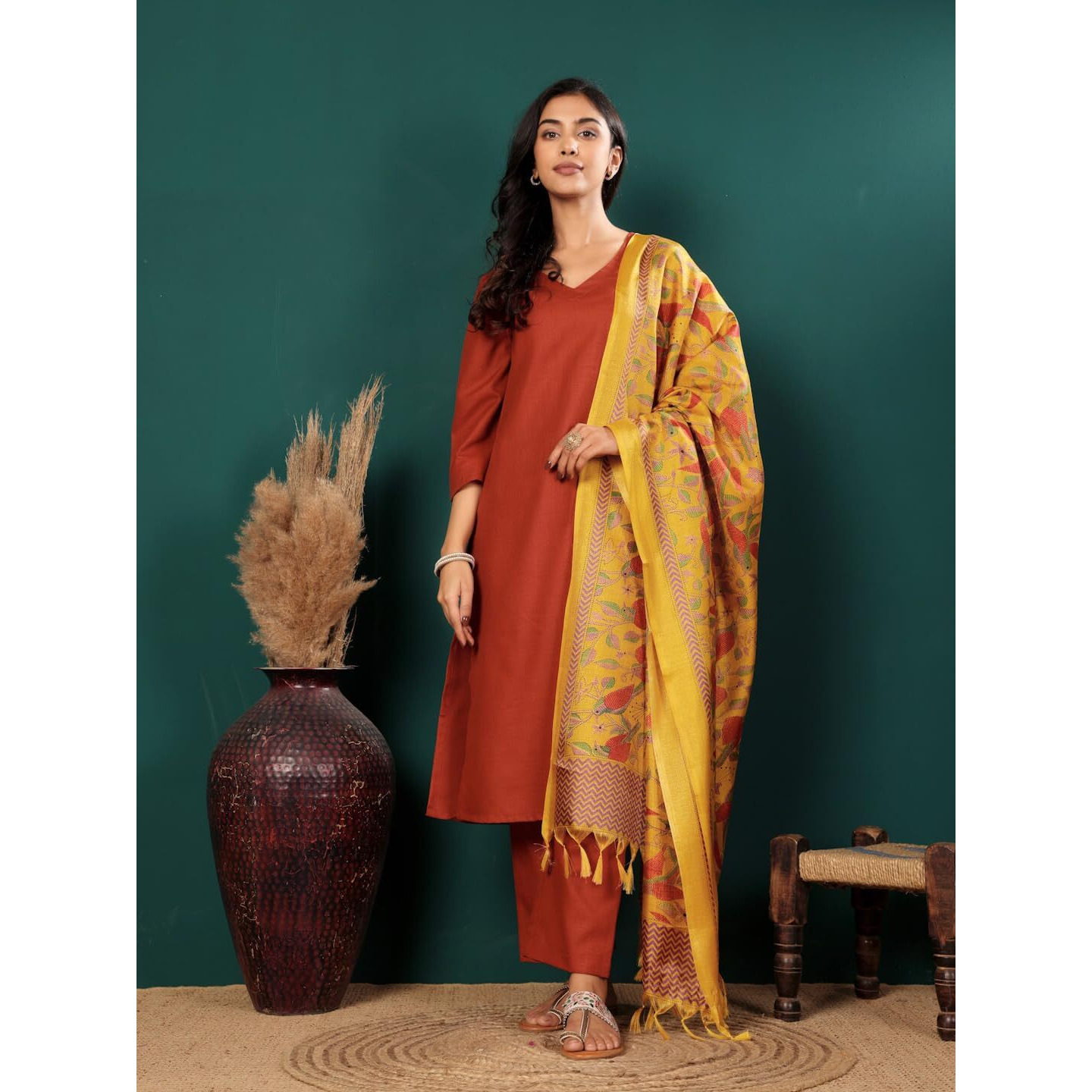 Varanga Women's Cotton Straight Salwar Suit Set  Comfortable, Elegant, And Stylish Traditional Wear For Every Occasion (Vardup2210-L)