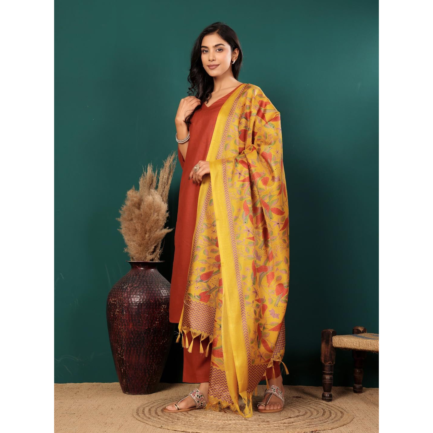 Varanga Women's Cotton Straight Salwar Suit Set  Comfortable, Elegant, And Stylish Traditional Wear For Every Occasion (Vardup2210-L)