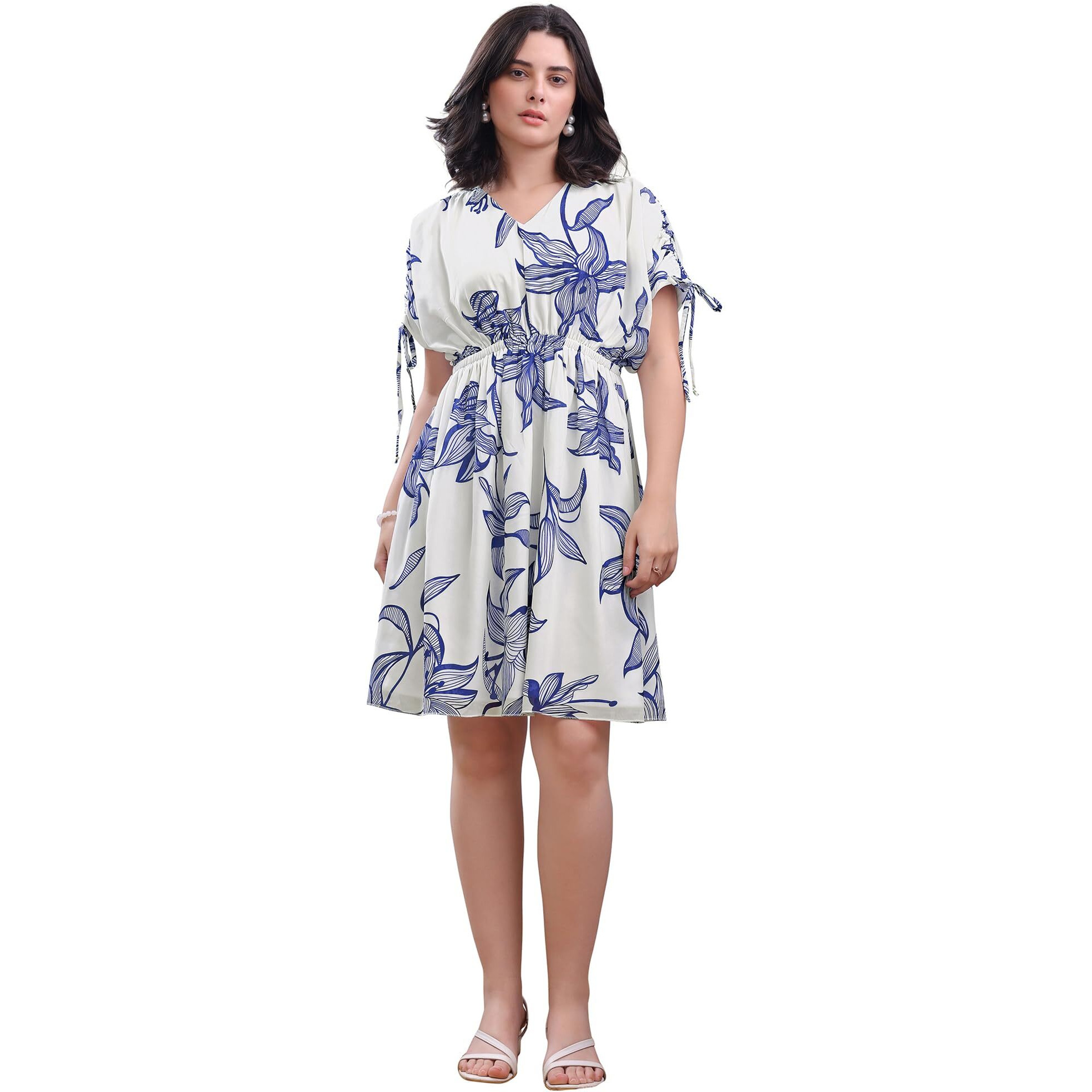 Purvaja Womens Fit & Flared Mini Blue Dress (Floe-165-L)