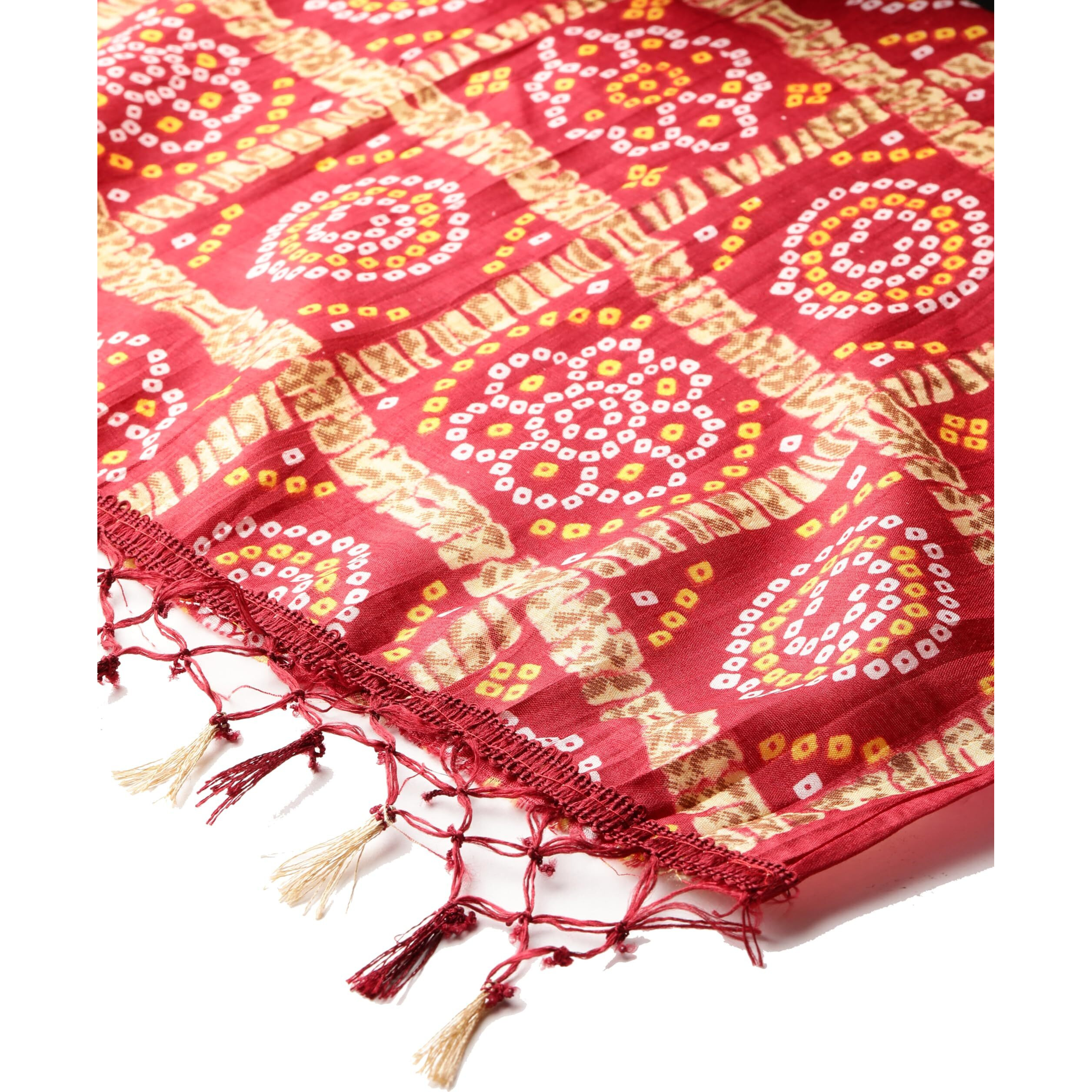 Weavers Villa Cotton Woven Printed Maroon Dupatta Stole For Men (2.20 Mtrs)
