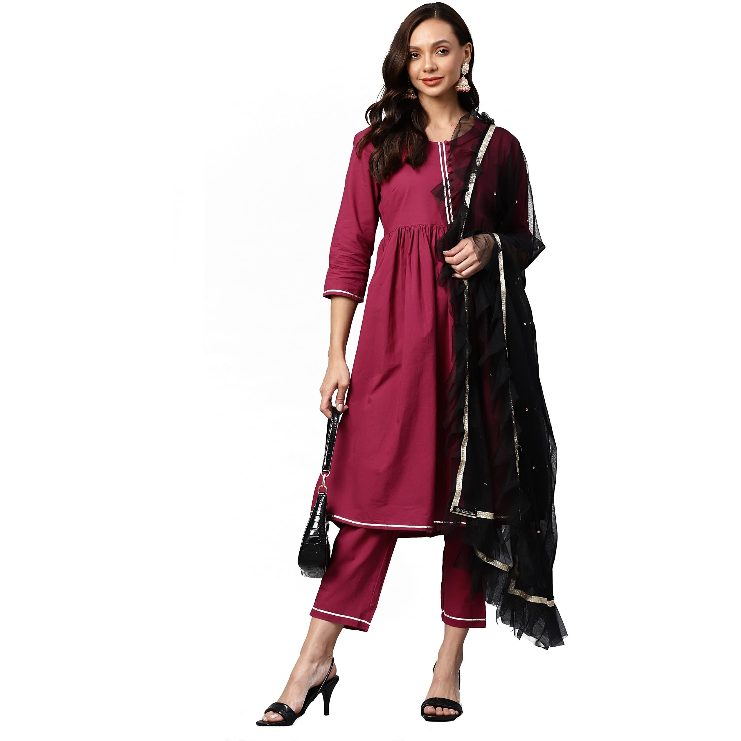 Weavers Villa Poly Net Embellished Dupatta, Chunni, 2.25 Mtrs