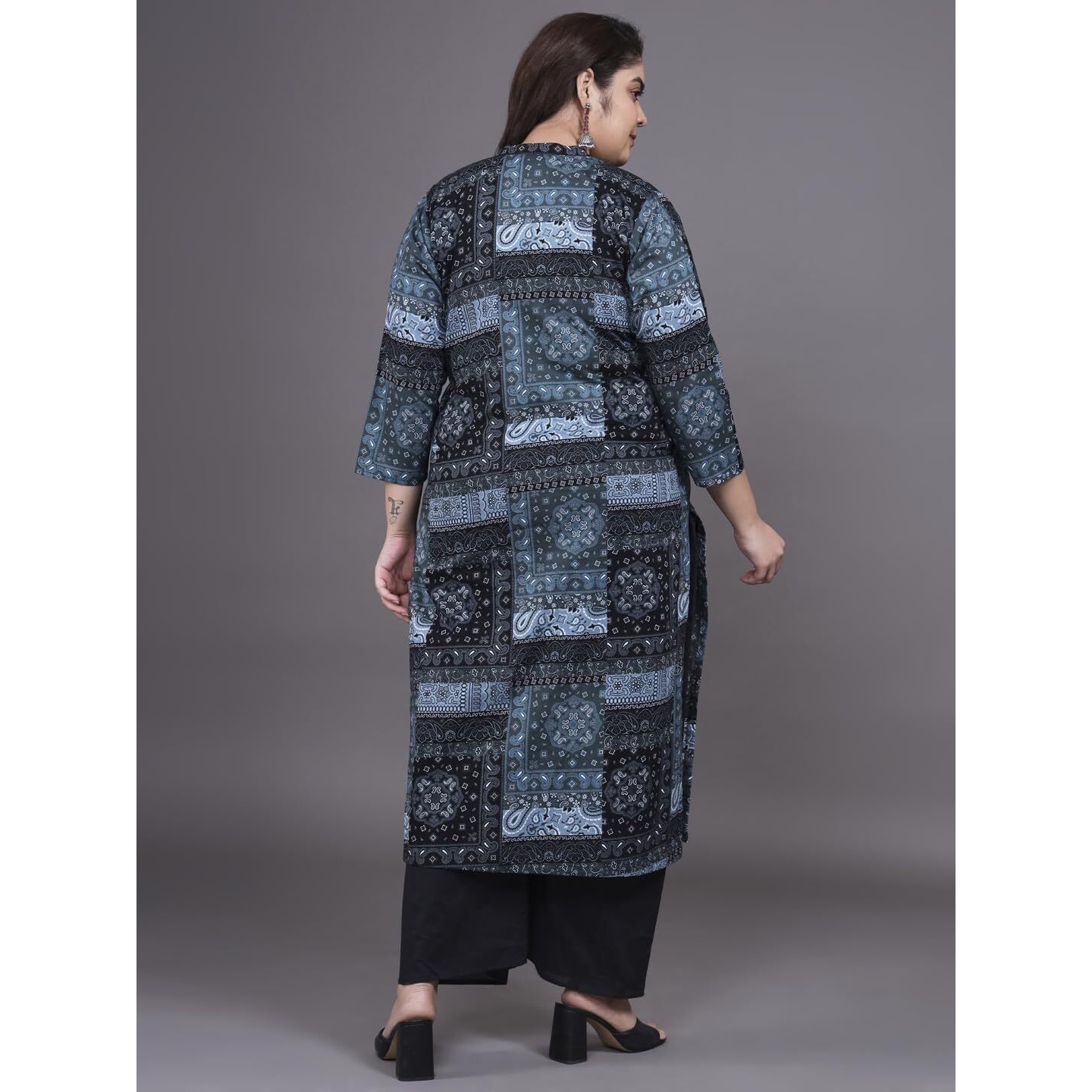 Tissu Women's Plus Size Abstract Printed Pure Cotton Kurta & Palazzo (692_Multi_3Xl)