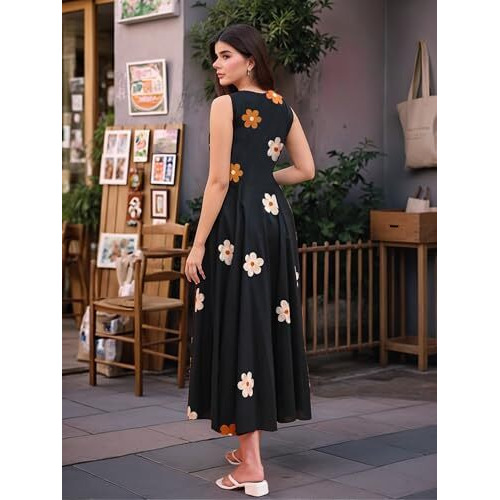 Anni Designer Women's Rayon Viscose Embroidered Dress (Amlya Black-Vks01_Xxl_Black_Xx-Large)