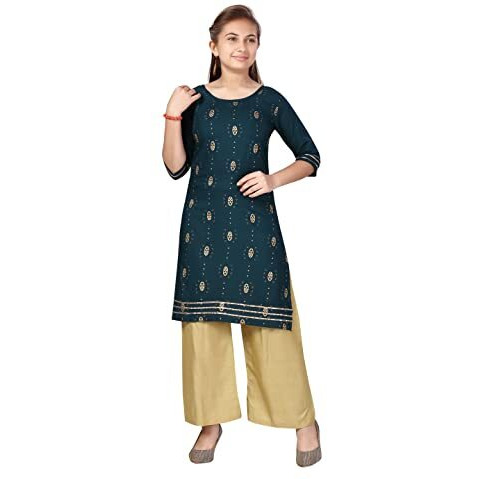 Aarika Girl's Cotton Kurti Palazzo Set (Pl-E-11_Rama_36)