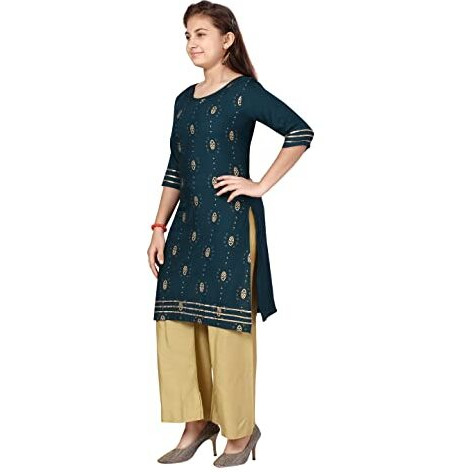 Aarika Girl's Cotton Kurti Palazzo Set (Pl-E-11_Rama_36)