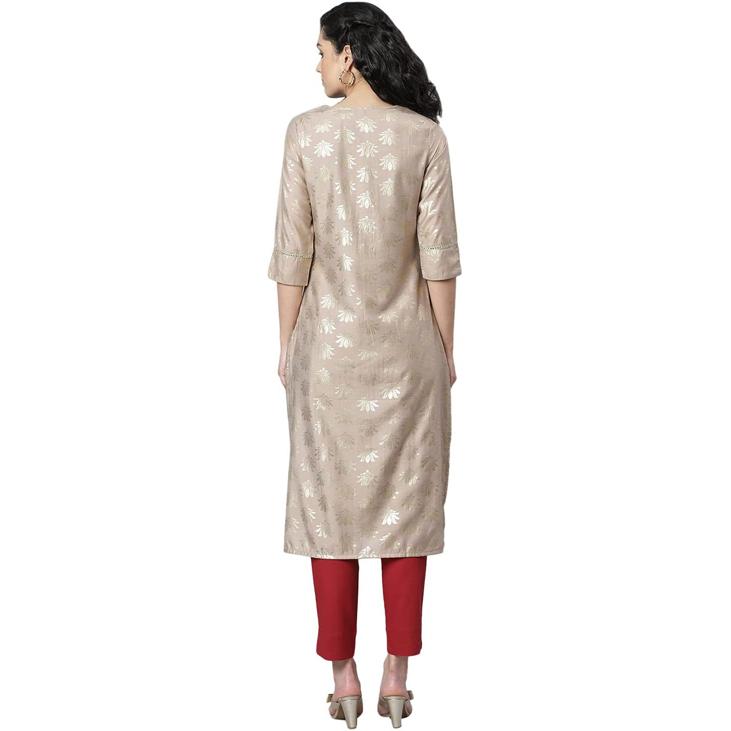Stylum Women's Rayon Straight Kurta (Torubeige50_Beige, 5Xl)