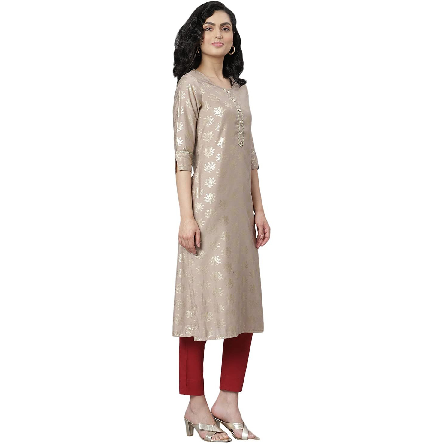 Stylum Women's Rayon Straight Kurta (Torubeige50_Beige, 5Xl)