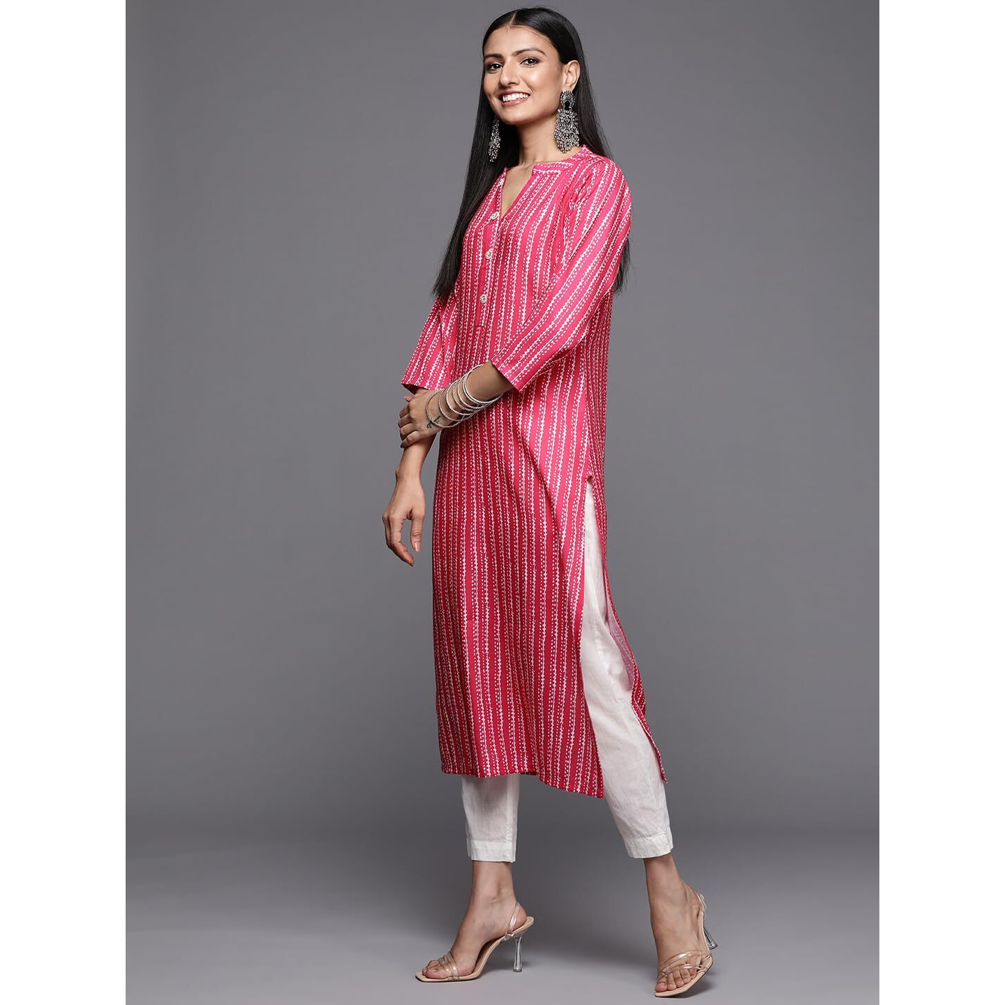 Varanga Women's Rayon Regular Kurta Set (Vkur297_Pink