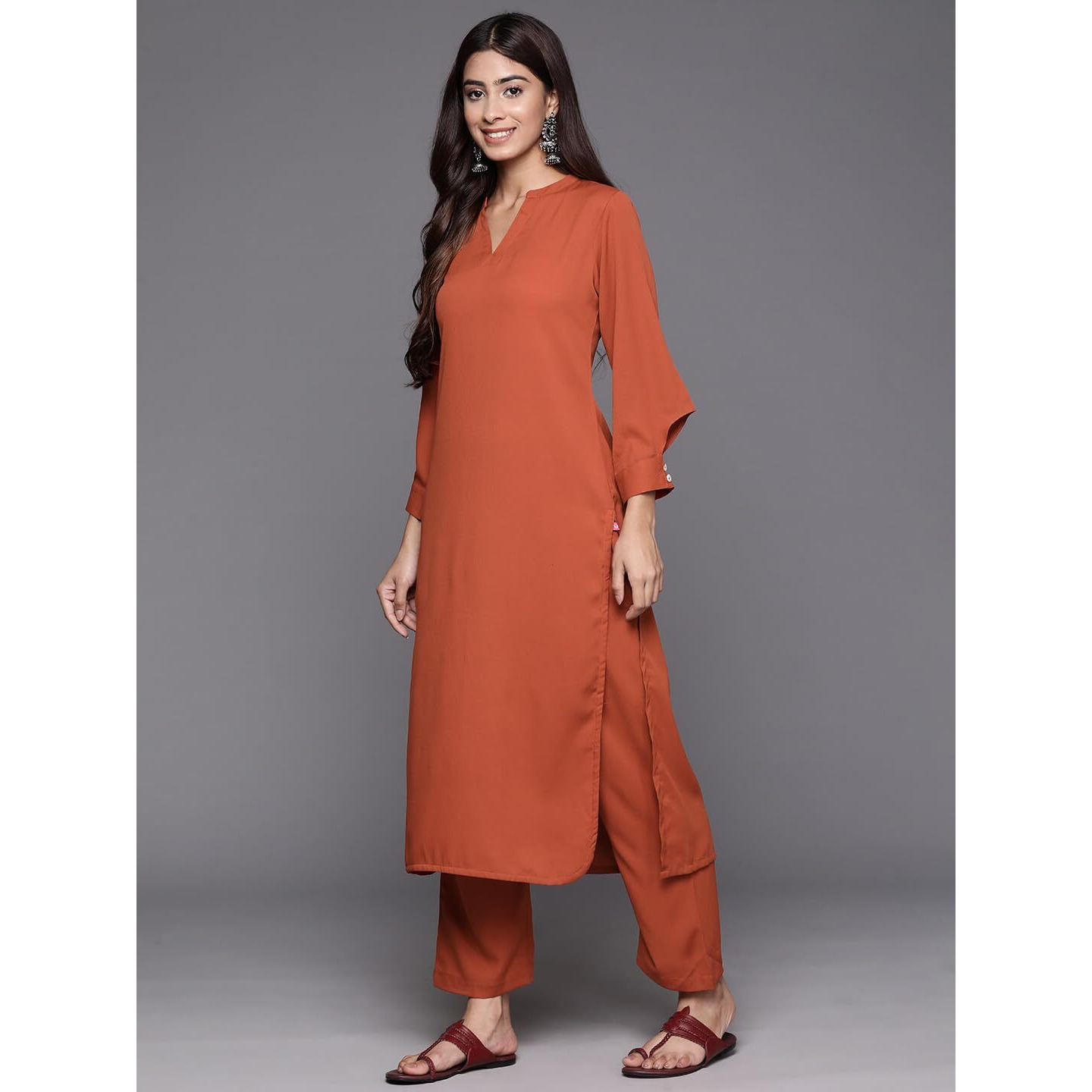 Varanga Women's Silk Blend Solid Regular Kurta Set  Elegant & Comfortable Ethnic Wear For Women, Perfect For Casual & Festive Occasions