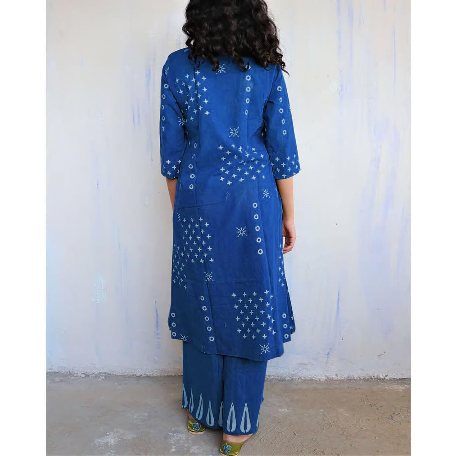 Anni Designer Women's Rayon Viscose A-Line Printed Kurta With Palazzo (Chaurya Blue_M_Blue_Medium)