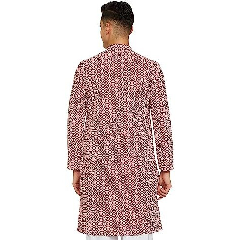 Be Active Regular Men's Pure Cotton Lucknowi Kurta Pyjama Set, Red, 2Xl (Rfsk0013-Kr Xx-Large)