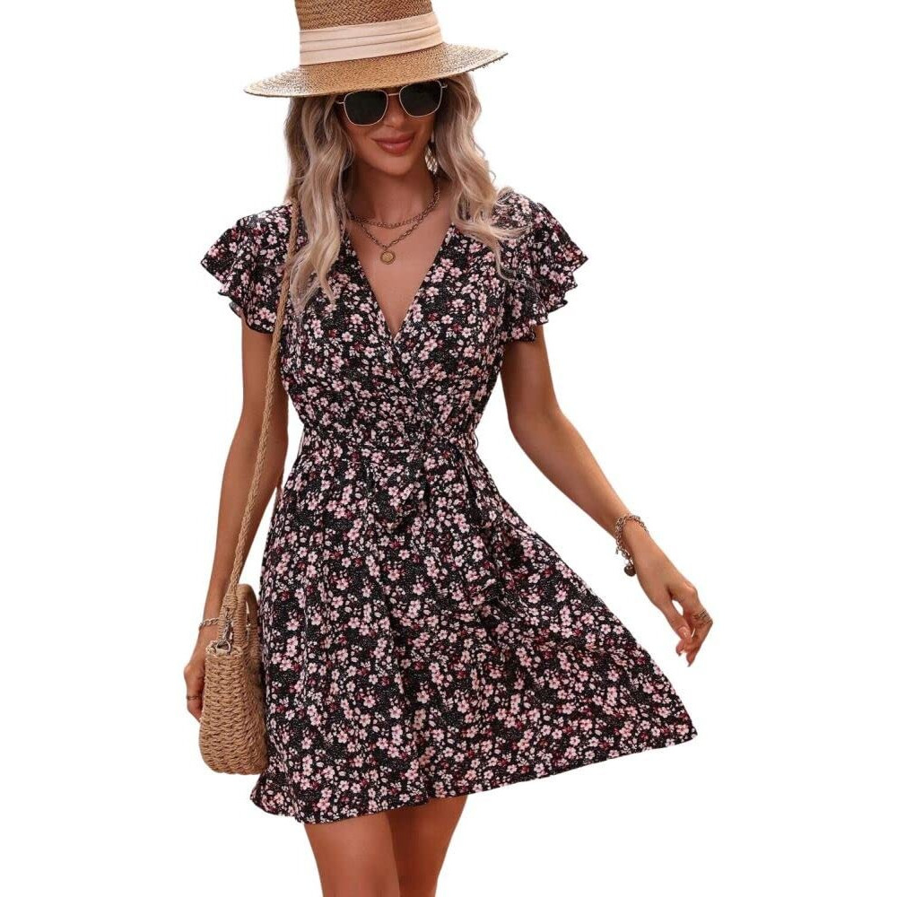 Dhruvi Trendz Womens Rayon Women Western Dresses Regular Fit A-Line (Dt-Wd1110_White_L)