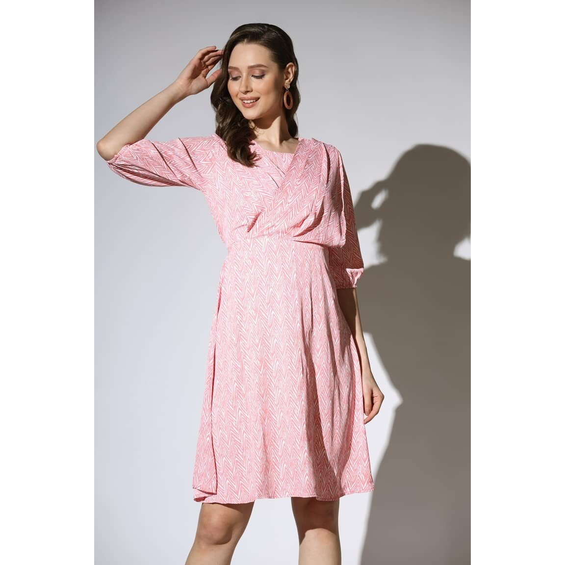 Dhruvi Trendz Womens Rayon Women Western Dresses Regular Fit Western Dress (Dt-Wd1081_Peach_Xl)