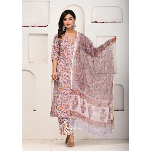 Fabnex Kurta Set For Women | Women Kurta | Women Kurta Sets Kurtis | Women Kurta Pant Set | Women Kurta Pant Set Women Kurti Set With Pant (K-62-63) (In, Alpha, L, Regular, Light Pink)