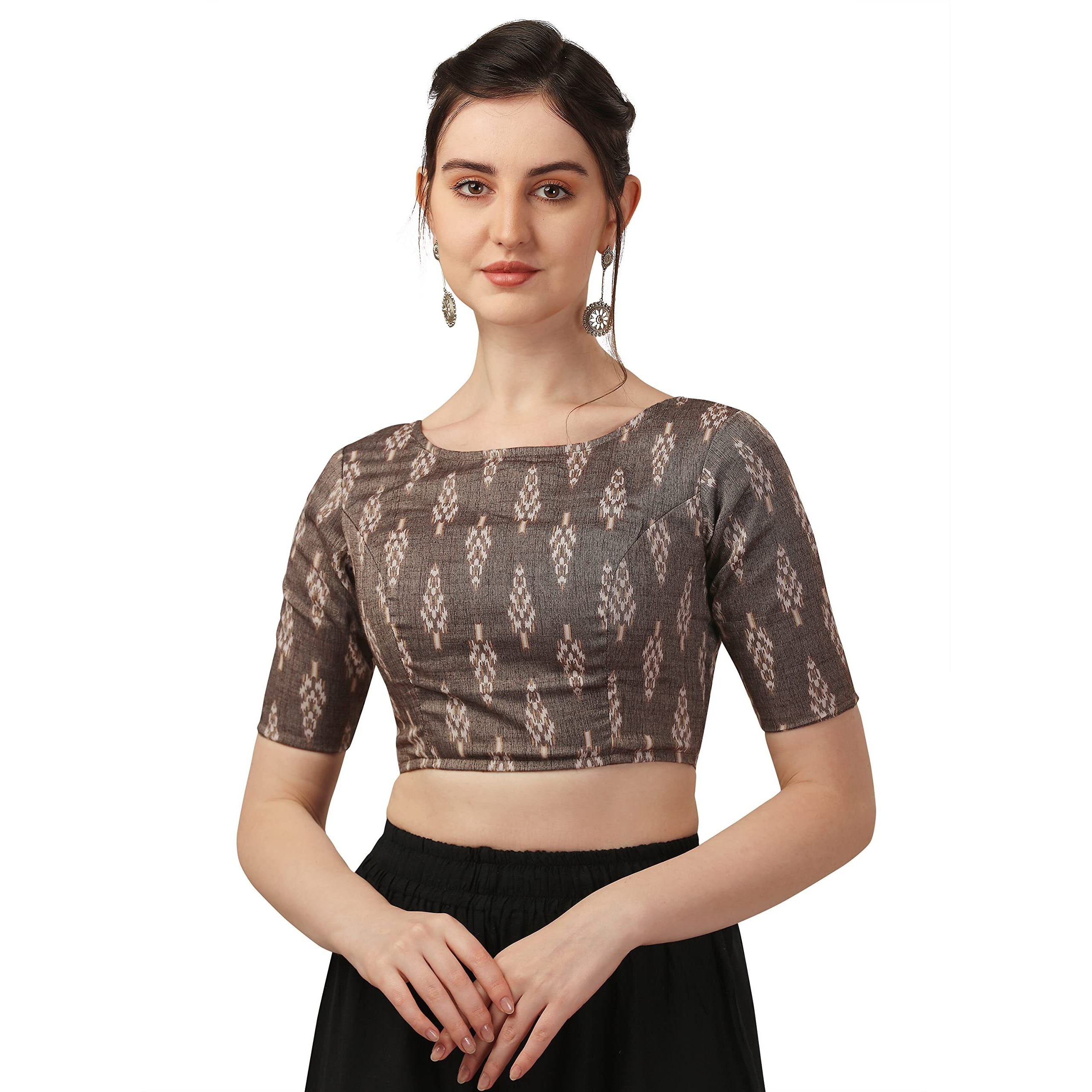 Oomph Brown Readymade Cotton Blouse For Women - Rbbl281M