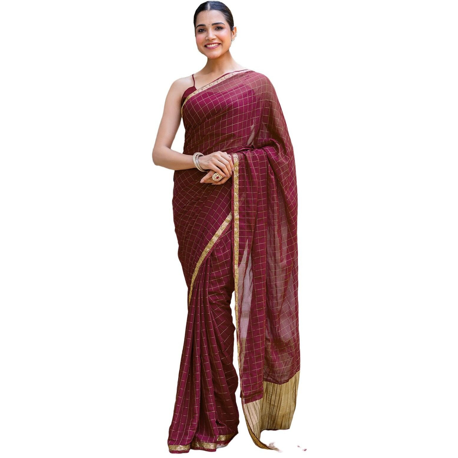 Satrani Women's Silk Weaving Saree With Unstitched Blouse Piece (4541S811N_Maroon)