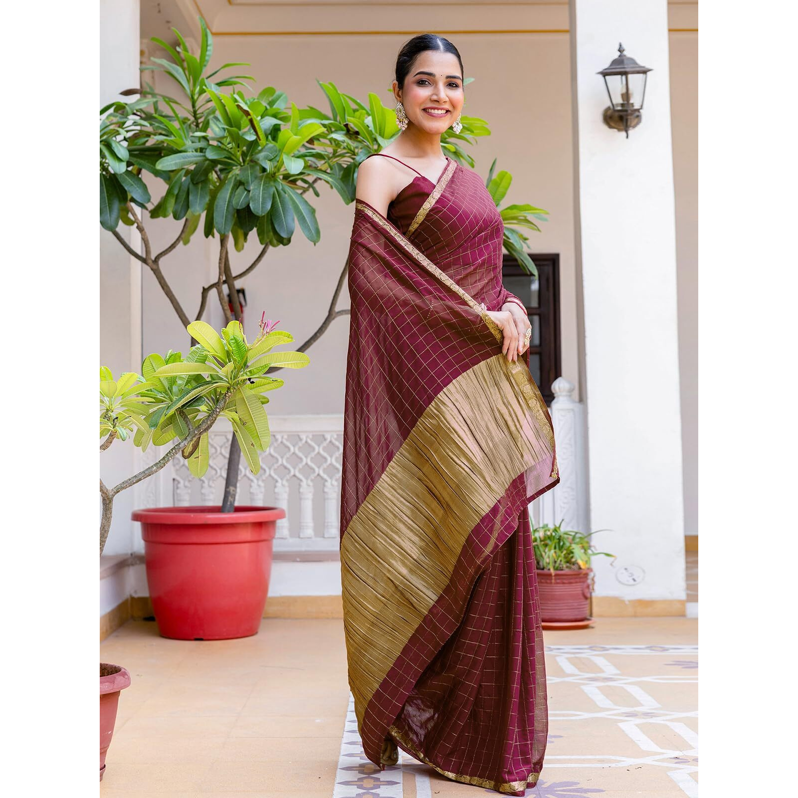 Satrani Women's Silk Weaving Saree With Unstitched Blouse Piece (4541S811N_Maroon)